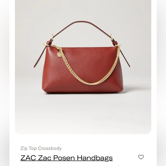 ZAC Zac Posen Handbags - ZAC POSEN Leather Crossbody Bag Brown Gold Chain Strap Chic Small Purse